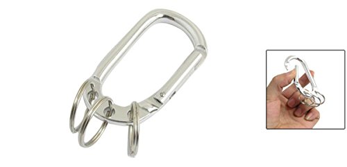 uxcell Spring Loaded Gate Carabiner Hook Three Split Ring Keychain Silver Tone