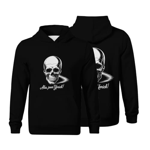 Kids Retro Shakespeare Hamlet Slogan With Skull Boys Girls Lightweight Kangaroo Pocket Fleece Hoodies