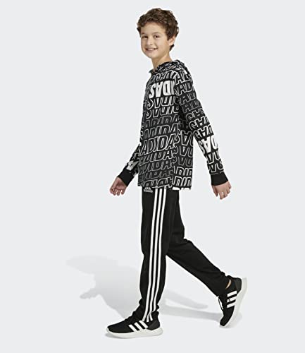 adidas Boys' Long Sleeve Cotton Allover Logo Hooded T-Shirt4