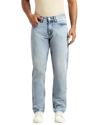Image of Thomas Scott Men's Relaxed Fit Mid-Rise Stretchable Jeans | Clean Look Denim | 5 Pocket Design | Button & Zip Closure Casual Jeans for Men