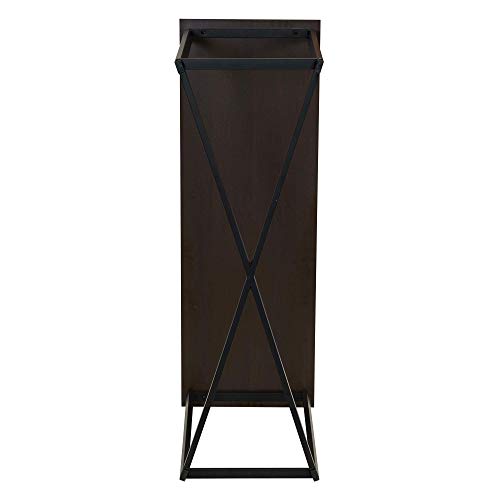 Image of JGS Iron Frame Wooden Console Tables Multipurpose Sheesham Wood Flower Pot Stand Table Furniture for Home Living Room Entrance & Office (Dark Walnut Finish)