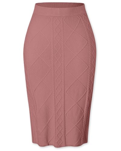 SANGTREE Women's Elastic High Waist Skirt Knit Stretchy Bodycon Midi Sweater Skirt - Main Image