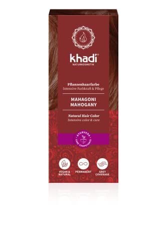 khadi MOGANO Tinta Naturale per Capelli, rosso vellutato dai riflessi terracotta fino a un rosso-castano scuro e intenso, 100% vegetale, naturale e vegano