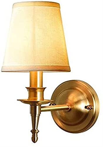 OOMRNV Lámpara De Techo Americana De Doble Cabezal De Latón E14, Pantalla De Tela, Lámpara De Montaje Clásico, Iluminación De Pasillo De Dormitorio Y Sala De Estar,1 Head