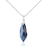 Collier Femme Pierre Naturelle-Naturel Lapis Lazuli Gem Pierre Cristal Multi-Facettes Forme De Goutte D'Eau Pendentifs Colliers - Mode Élégante Créative Bijoux Délicat Pour Femmes Hommes Fête Ma