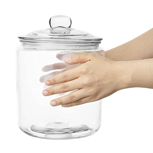 Olympia Biscotti Keksdose mit Deckel 3,8 Liter, Klarglas, Größe: 252(H)x 200(Dia)mm - Süßigkeiten, Konfekt, Müsli, Nudeln, Aufbewahrungsdose für trockene Lebensmittel - Vintage Style, spülmaschinenfest, GG925