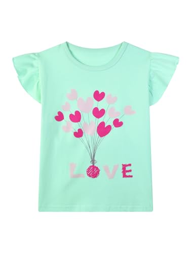 Image of HILEELANG Girl T-Shirts Short Sleeve Graphic Tees Cotton Casual Summer Tops Shirts Packs