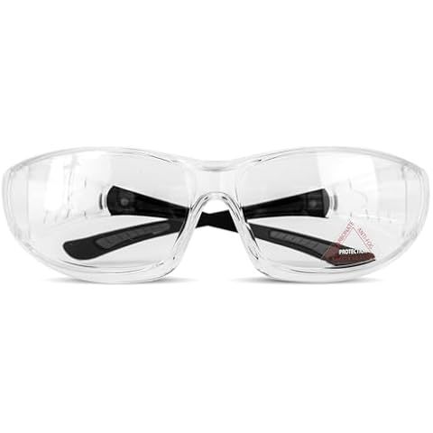 ZAYAAN HEALTH PrimeX Safety Glasses – Clear and Black, Anti-Scratch Anti Fog Wrap Around Lenses, Adjustable temples, Built-in Side Shields, UV Protection, ANSI Z87 Cover
