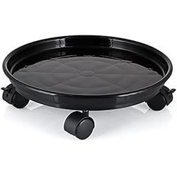 Macetas Grandes Con Base Skelang Carrito para Plantas con Ruedas 30 cm, Soporte para Plantas con Ruedas, Soporte para macetas con Rueda Universal para Plantas de Interior y Exterior, Capacidad de Carga 56 kg, Negro