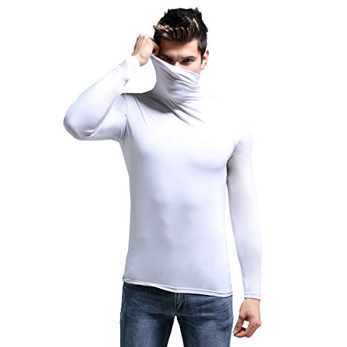 Ouruikia Men's Lightweight Thermal Shirts Modal Base Layer Turtleneck Long Sleeve Pullover Tops