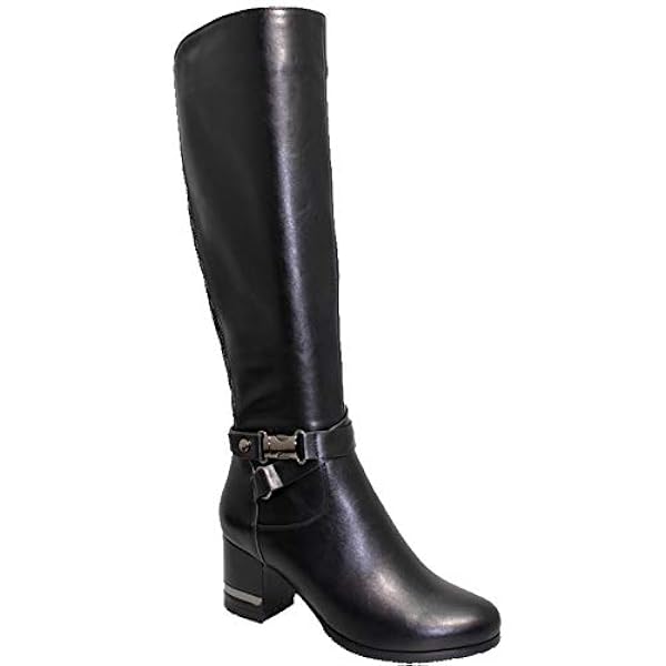 SAPPHIRE BOUTIQUE GLC690 Viva de Tacón Lentejuelas Diamante Cremallera Hebilla Equitación Rodilla Largo Alto Botas