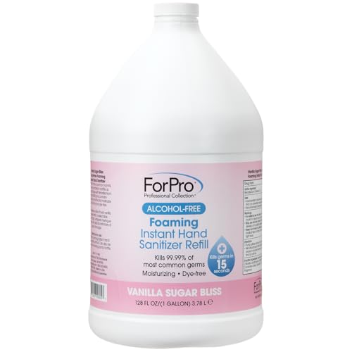 Image of ForPro Alcohol-Free Foaming Instant Hand Sanitizer, 1 Gallon (128 fl oz) Refill - Moisturizing, Dye-Free Formula, Vanilla Sugar Bliss Scent