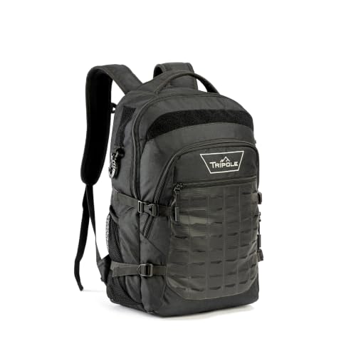 Image of Tripole Falcops 32L Tactical Laptop Backpack with Laser-Cut MOLLE Webbing | Water Repellent | for Daily use, Army, Office & Outdoor | 3 Year Warranty (Black)