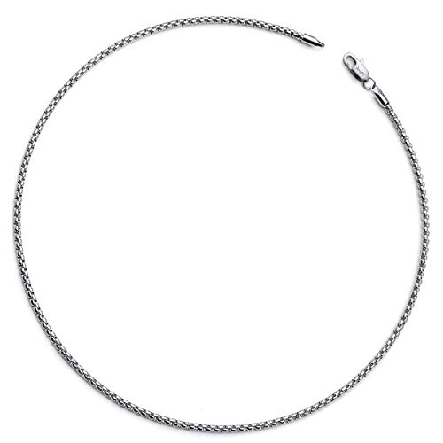 AmyRT Silver Popcorn Box Chain Necklace,3mm Stainless Steel Womens Mens Chain Necklace 30 Inch - Image 4