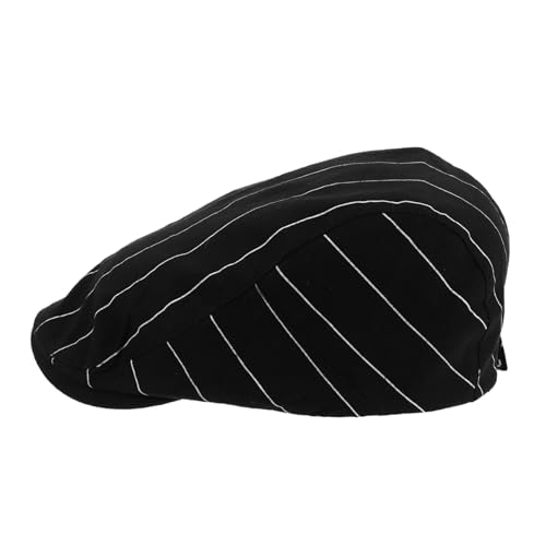 Summer Beret Hat - Retro Striped Flat Cotton Cap Women Beach Beanie Beret Cap Hat for Travel Outdoor Activities and Daily Wear Black