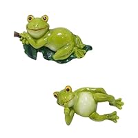 2pcs Resin Frogs Flower Clothes Hangers Decorative Garden Statue for Balcony and Patio Decoration Weather Resistant