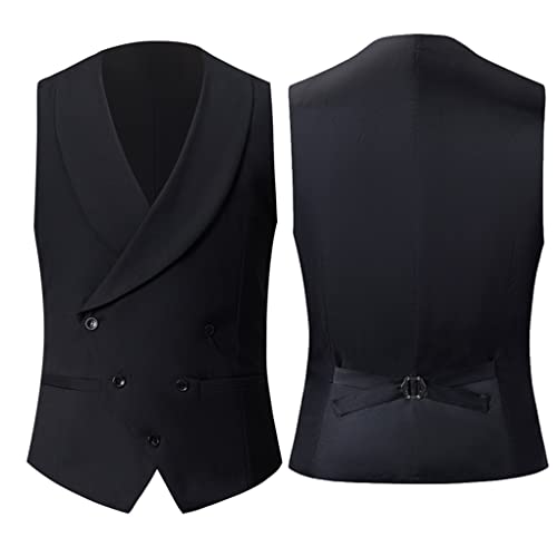 Jegsnoe Men Shawl Collar Double Breasted Tuxedo Vest Slim Fit Business Wedding Dress Waistcoat2