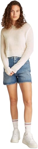 Tommy Jeans Damen Pullover Open Knit mit V-Ausschnitt, Elfenbein (Ancient White), S – Ansicht 5