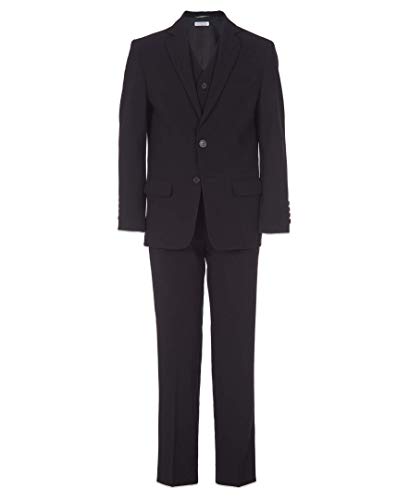 Calvin Klein Boys' Big 3-Piece Formal Suit Set, Deep Black, 18