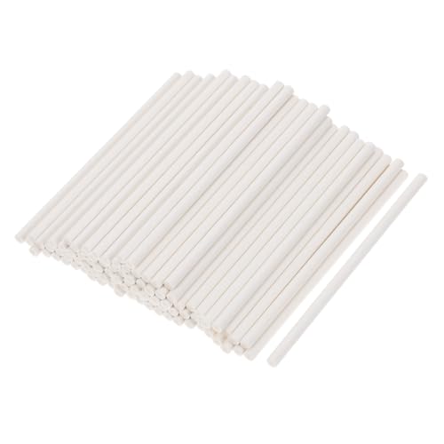 GRIRIW 100pcs Manual Stirring Rods Convenient Candy Sticks for Cake Pops Lollipops Dessert Decoration for DIY Candy Making and Creative Projects White Paper Sticks