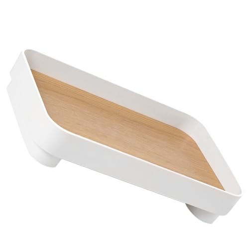 SMASOLO Bandeja Rectangular de Almacenamiento con Textura Madera Organizador Multifuncional para Cosméticos Perfumes Joyas y Objetos Diseño Elegante y Capacidad para Tocador y Entrada
