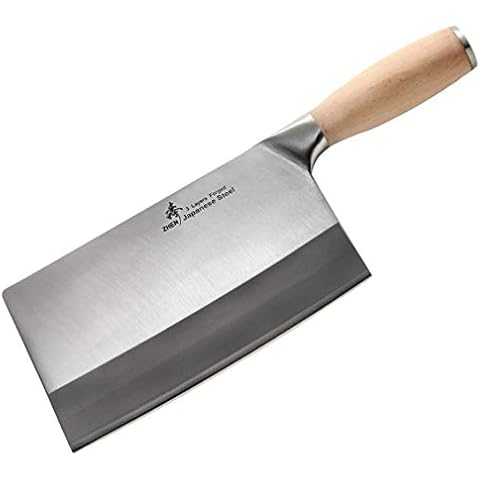 ZHEN Japanese VG-10 3-Layer Forged Chinese Cleaver, 8 inches, Silver Cover