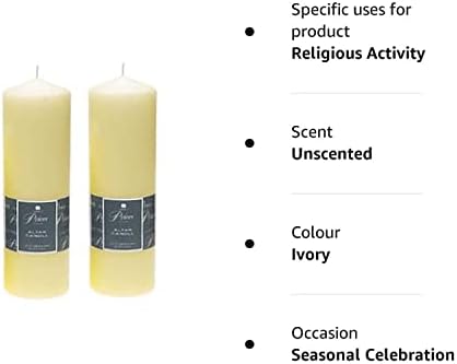 2 x Prices Ivory Altar Candle 250mm X 80mm 125 Hours Burn Time