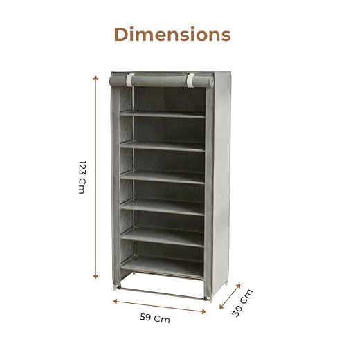 Image of HomeEssentials 6-Shelf Closet Organiser - Heavy-Duty Vertical Wardrobe Storage for Clothes, Shoes & Toys - Foldable Cloth Hanging Shelves for Home, Office & Kid's Room