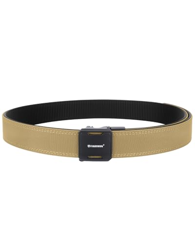 FAIRWIN Tactical Gun Belt Ratchet CCW EDC Stiff Heavy Duty Work 1.5 Battle Concealed Carry Rigid Patented Nylon Men Belts