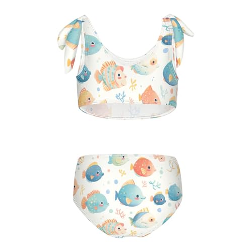 Puffer Hawaiian Fish and Seaweed Girl 2 Pieces Kids Bikini Set Scoop Neck Swimsuits Swimwear Cute Shoulder Strap2