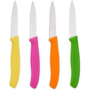 Victorinox 4-Piece Set of 3.25 Inch Swiss Classic Paring Knives with Straight Edge, Spear Point