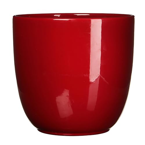 Annastore Blumenübertopf AVA aus Keramik Pflanztopf Blumentopf Keramiktopf Übertopf für Blumen (Rot, H 11 cm - Ø 12 cm)