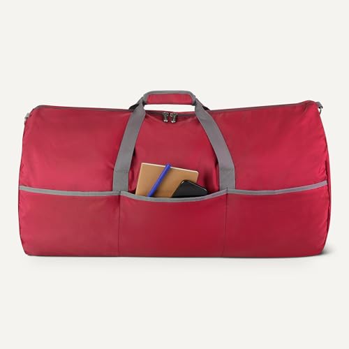 amazon essentials 32434 extra large foldable nylon duffel bag for travelstorage with zippered pockets 9254 cubic inch 150l 50-lbs capacity red previously amazon basics