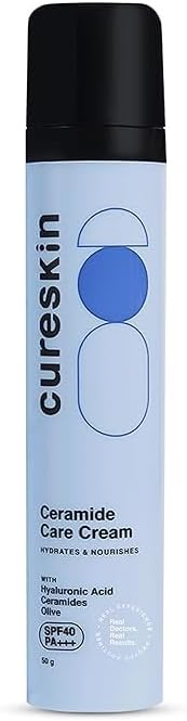 Cureskin Ceramide Care Cream Spf 40 Pa+++ Anti-Aging & Skin Barrier Strengthening Moisturiser With Hyaluronic Acid (50G)|For All Skin Types