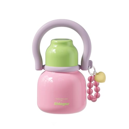 Sidagar 22 oz Leakproof Insulated Water Bottle with Straw & Handle Pink