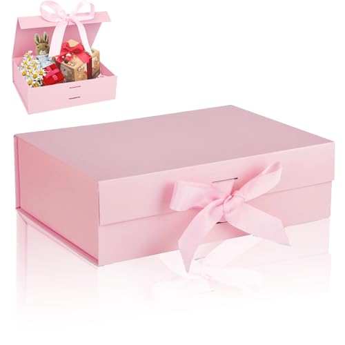 Cajas de regalo, Cajas de Regalo Magnéticas con Tapas, Caja de Regalo con Lazo, Caja de Embalaje de Regalo Reutilizable, Pequeñas Cajas de Cartón,, para Cumpleaños, Navidad, Día de San Valentín (Rosa)