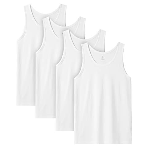 LAPASA 4 Pack Men's Cotton Vest Tops Cover