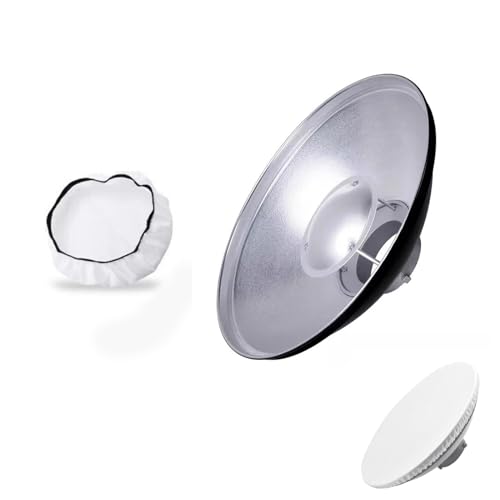 Godox 16.5�C���`/42cm �V���o�[ �r���[�e�B�[�f�B�b�V�� ���t���N�^�[�ABowens �}�E���g �X�^�W�I �X�g���{ �t���b�V�� ���C�g ���m���C�g�p���C�g ���f�B�t�@�C�A�AGodox SK400II�AAD600Pro�AAD600BM�AMS30