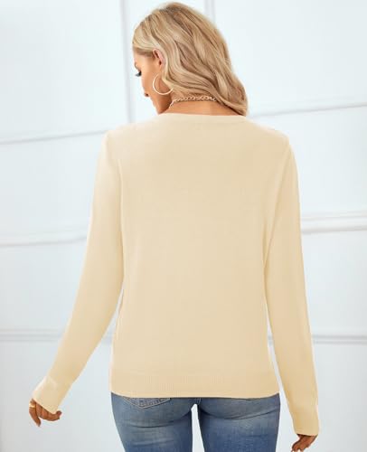 Image of QUALFORT Women's 100% Cotton Sweater, Basic Lightweight Long Sleeve Pullover