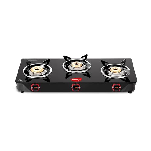 Pigeon by Stovekraft Aster 3 Burner Gas Stove with High Powered Brass Burner Gas Cooktop, Cooktop...
