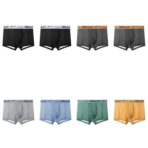 Hello Mesh Men's Ice Silk Briefs - Low-rise Breathable Boxer Briefs (4/8/12 Pack) • Ultra-thin, comfortable and cool