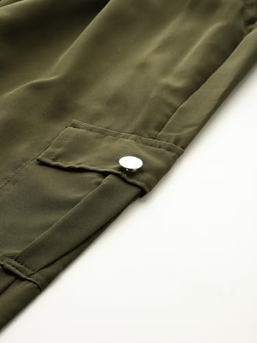 Image of Aarika Womens Casual Wear Black Colour Solid Crep Cargo Pant