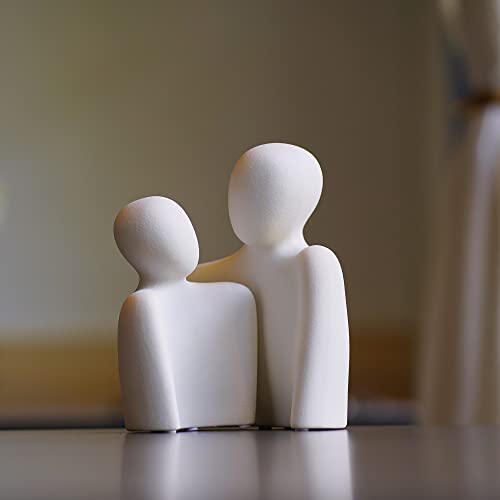 BUTILIVEEN Couple Gifts, Ceramic Couple Sculpture Decor, Anniversary Wedding for Her, Valentines Day Gifts for Wife Husband, Abstract Figure Statue for Home Decoration, Small, White - Image 4