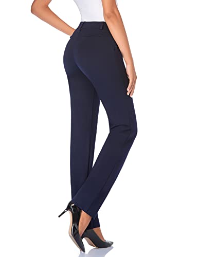 Image of Tapata Women's 28'' /30'' /32'' /34'' Stretchy Straight Dress Pants with Pockets Tall, Petite, Regular for Office Work Business