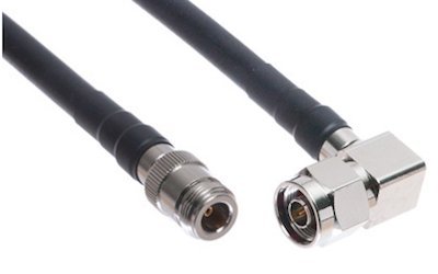 N Male Right Angle to N Female Times Microwave LMR-400 Cable 1ft
