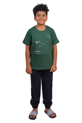Image of Kids Night Suit for Boys - Cotton Set of Pyjama & T-Shirt Sleepwear - Lightweight & Comfortable Night Wear for Kids