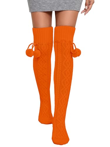 Image of YELAIVP Women's Thigh High Socks - Extra Long Cable Knit Over the Knee Socks and Leg Warmers