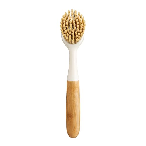 Image of HIC Kitchen Dish Scrubbing Brush, Bamboo with Non-Scratch Bristles