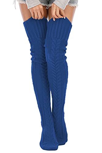Image of Leoparts Women's Cable Knitted Thigh High Boot Socks Extra Long Winter Stockings Over Knee Leg Warmers