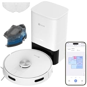 EZVIZ Robot Aspirador y Friegasuelos con Base Autovaciado, Succión 4000Pa, Navegación LDS LiDAR & Detectores Infrarrojos de Obstáculo, Detección Alfombras/Caídas, Control App/Alexa/Google,RE4 Plus